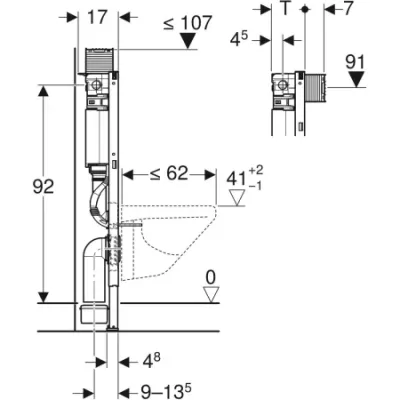 Geberit Asma klozet için Geberit Duofix elemanı, 98 cm, Omega 12 cm gömme rezervuar ile - 111.030.00.1 - 4