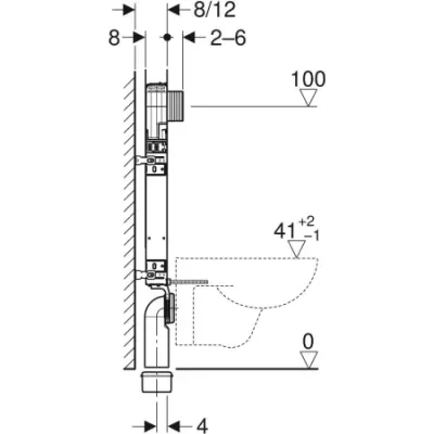 Geberit Asma klozet için Geberit Kombifix elemanı, 109 cm, Alpha 8 cm gömme rezervuar ile - 110.175.00.1 - 4