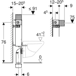 Geberit Asma klozet için Geberit Kombifix elemanı, 82 cm, Omega 12 cm gömme rezervuar ile - 110.001.00.1 - 4