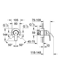 Grohe BauCurve Ankastre Duş Bataryası - 29044000 - 2