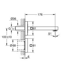 Grohe Eurocube E Duvardan Fotoselli Lavabo Bataryası Elektrikli - 36442000 - 2