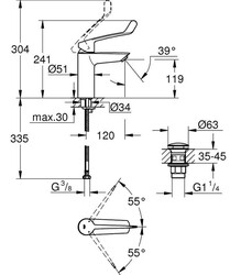 Grohe Eurosmart Tek Kumandalı Lavabo Bataryası M-Boyut - 23983003 - 4