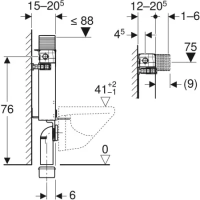 Geberit Asma klozet için Geberit Kombifix elemanı, 82 cm, Alpha gömme rezervuar ile 12 cm - 110.212.00.1 - 4