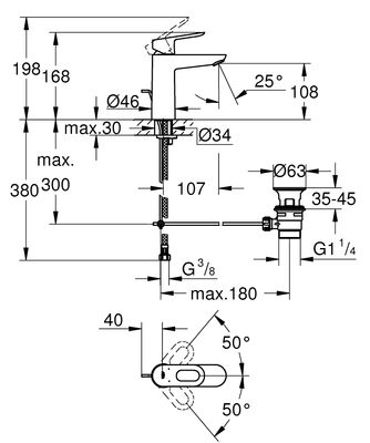 Grohe BauLoop Lavabo Bataryası M-Boyut - 23762000 - 2