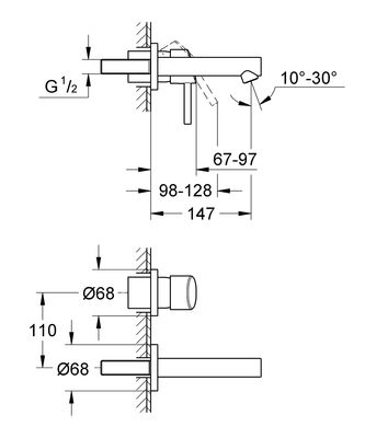 Grohe Concetto Duvardan Lavabo Bataryası - 19575001 - 2