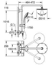 Grohe Euphoria 210 Termostatik Bataryalı Duş Sistemi - 27964000 - 2