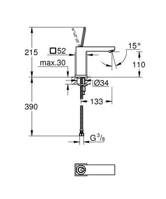 Grohe Eurocube Joy Lavabo Bataryası M-Boyut - 23658000 - 2