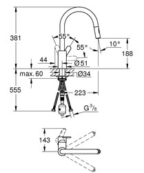 Grohe Eurostyle Cosmopolitan Tek Akışlı Eviye Bataryası - 31482003 - 2