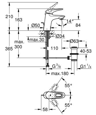 Grohe Eurostyle Lavabo Bataryası S-Boyut - 33558003 - 2