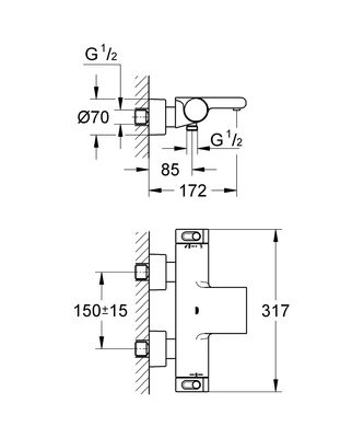 Grohe Grohtherm 2000 Termostatik Banyo Bataryası - 34174001 - 2