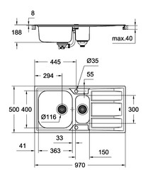 Grohe K400 Damlalıklı Paslanmaz Çelik Eviye - 31567SD0 - 2