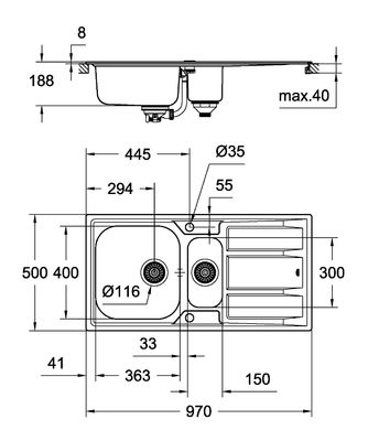 Grohe K400 Damlalıklı Paslanmaz Çelik Eviye - 31567SD0 - 2