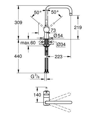 Grohe Minta Tek kumandalı Eviye Bataryası - 32488DC0 - 2