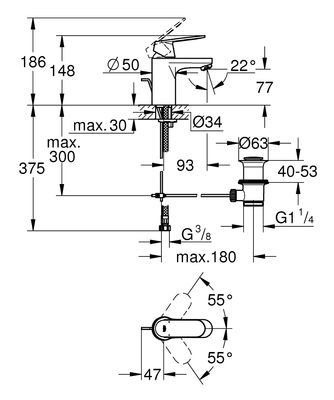 Grohe Eurosmart Cosmopolitan Lavabo Bataryası S-Boyut - 3282500E - 2