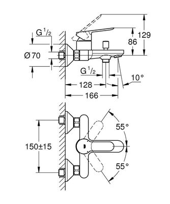 Grohe BauEdge Banyo Bataryası - 23605000 - 2