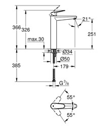 Grohe Eurodisc Cosmopolitan Lavabo Bataryası XL-Boyut - 23432000 - 2