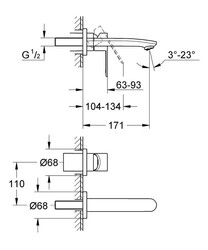 Grohe Eurostyle Cosmopolitan Duvardan Lavabo Bataryası S-Boyut - 19571002 - 2