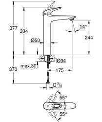 Grohe Eurostyle Lavabo Bataryası XL-Boyut - 23570003 - 2