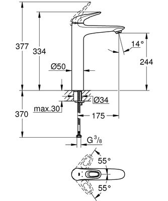 Grohe Eurostyle Lavabo Bataryası XL-Boyut - 23570003 - 2