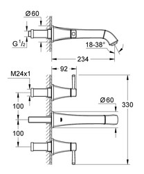 Grohe Grandera 3 Delikli Lavabo Bataryası M-Boyut - 20415000 - 2