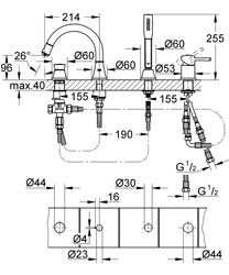 Grohe Grandera 4 Delikli Küvet Bataryası Krom/Altın - 19936IG0 - 2