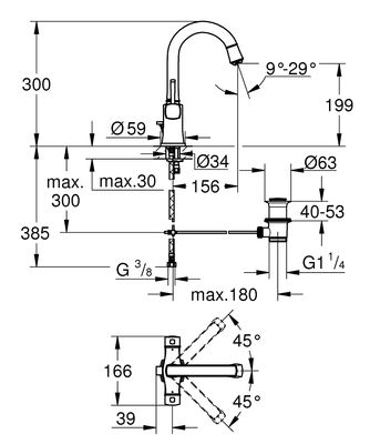 Grohe Grandera Lavabo Bataryası L-Boyut - 21107000 - 2