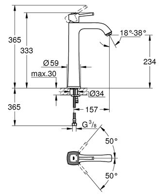 Grohe Grandera Lavabo Bataryası XL-Boyut - 23313000 - 2