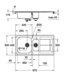 Grohe K300 Damlalıklı Paslanmaz Çelik Eviye - 31564SD0 - 2