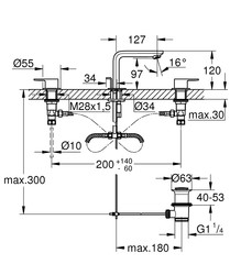 Grohe Lineare 3 Delikli Lavabo Bataryası M-Boyut - 20304001 - 2