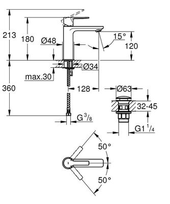 Grohe Lineare Lavabo Bataryası S-Boyut - 23106001 - 2