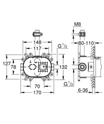 Grohe Rainshower 360 Tepe Duşu için için İç Gövde - 26264001 - 2