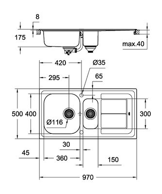 Grohe K300 Damlalıklı Paslanmaz Çelik Eviye - 31564SD0 - 2