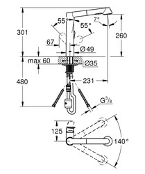 Grohe K7 Eviye Bataryası - 32176000 - 2