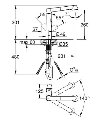 Grohe K7 Eviye Bataryası - 32176000 - 2