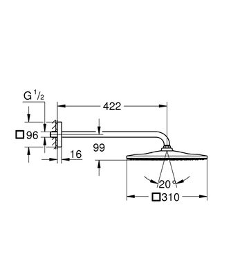 Grohe Rainshower Mono 310 Cube Tepe Duşu - 26564000 - 3